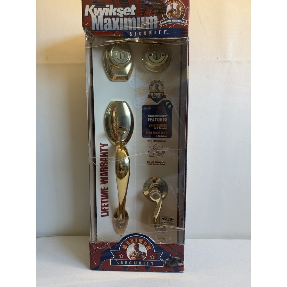 Kwikset Maximum Security Double Cylinder Handleset Polished Brass Forged Brass